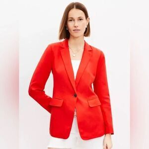 Loft True Red Summer 24' Linen Blend Blazer, 14‎